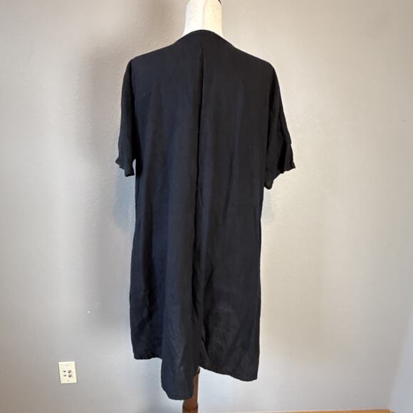 Crown Linen Designs Womens Oversized Swing Shift Dress Size XS/S Black Pockets - Picture 6 of 8